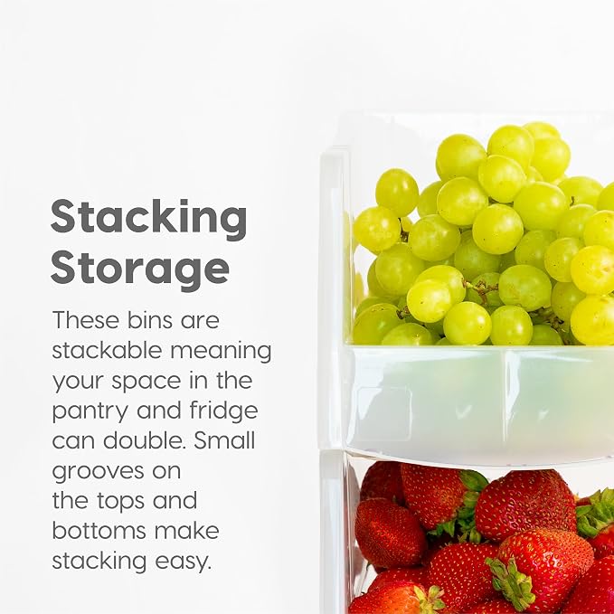 IRIS USA 4-Pack, Large Plastic Stackable Storage Bin Organizer, Clear | Store snacks, cans, coffee pods, and household essentials with clear visibility and open access