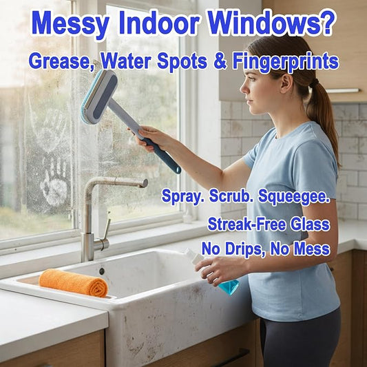 Window Screen Cleaning Brush, 6-in-1 Screen Cleaner Tool Kit with Spray Bottle, Crevice Brush and Microfiber Cloth for Window Tracks and Screens