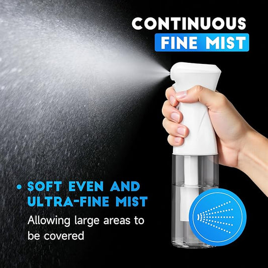 Spray Bottle for Hair, Continuous Ultra Fine Mister Spray Bottle, Refillable Water Sprayer for Hairstyling, Plants, Pets, Cleaning, Skincare (3 Pack 6.8OZ/200ML,White+Black+Terracotta)