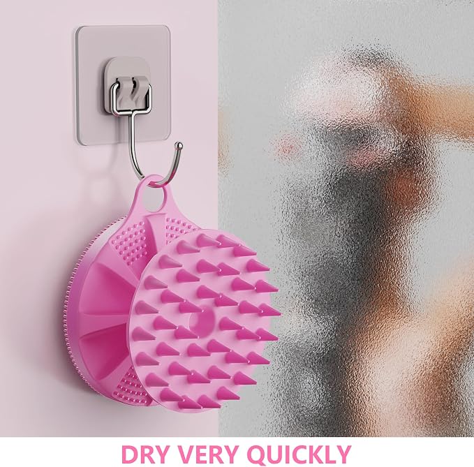 2 in 1 Shower Brush, BEAUTAIL Silicone Body Scrubber & Scalp Massager | Dual-Sided Bath Brush for Deep Cleansing & Dandruff Removal, Gentle Exfoliator for Sensitive Skin, Women, Men & Kids (Lilac)
