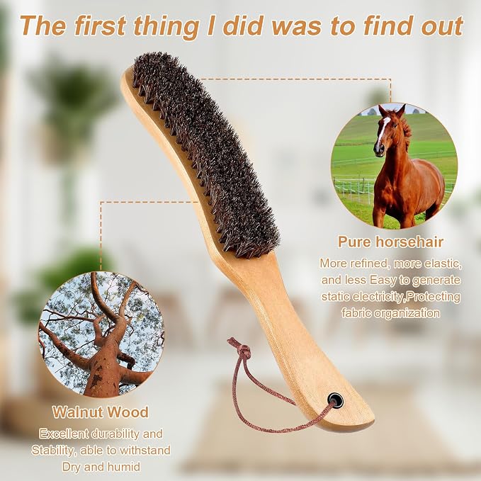 Felt Hat Brush,Felt Hat Cleaner Horse Hair Cowboy Hat Brush Cleaning Kit Hat Brush,Cowboy Hat Cleaner Easily Removes Dust Fuzz and Lint for Shoes Hats,Clothes,Baseball Caps