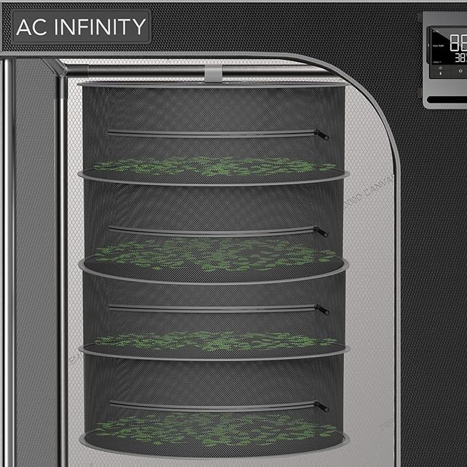 AC Infinity Herb Drying Rack, 4-Layer Hanging Mesh Net | and Buds, 24" Diameter Fit in Grow Tents Closets Hydroponics