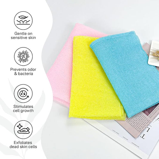 Yiclick Exfoliating Washcloth Towel- Exfoliating Body Scrubber Exfoliator, Back Scrubber for Shower Bath, Exfoliate Rags Wash Cloths, Loofah Lufa Sponge, Body Scrub & Exfoliation Women Men