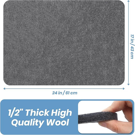 BREENHILL Wool Pressing Mat 17" x 24" – Large Felt Ironing Mat for Quilting Blocks & Garments,1/2" Thick Heat Reflective Wool Pressing Pad(Dark Gray)