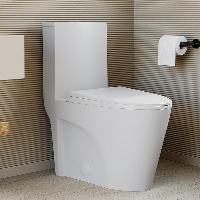 St. Tropez One-Piece 10" Rough-in 1.1/1.6 GPF Dual Top Vortex Flush Elongated Toilet in Matte White