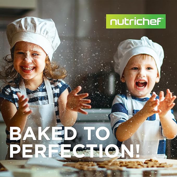 NutriChef 3‑Piece Nonstick Cookie Sheets – Carbon Steel Baking Sheet Set with Non Stick Coating & Red Silicone Handles – Oven Pans for Family Baking