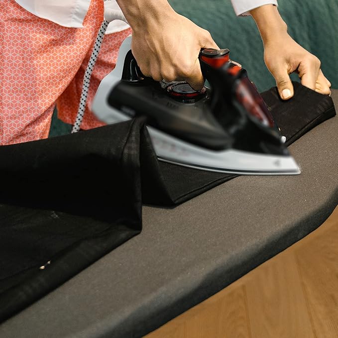 Ruibo Ironing Board Cover and Pad Extra Thick Heavy Duty Padding 4 Layers, Scorch and Stain Resistant,Elastic Edge Fit Standard Size 15x54 Inch/Black