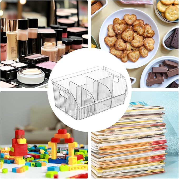 2 Pack Large Snack Chip Bag Organizer for Pantry, 6-Compartment Snack Chip Storage Containers with Dividers, Pantry Organizers Storage for Chip and Snacks Organizer for Pantry Office Cabinet