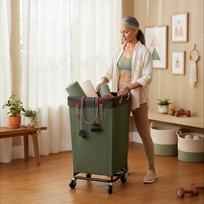 StorageWorks 160L Laundry Basket with Wheels, Rolling Hampers for Clothing