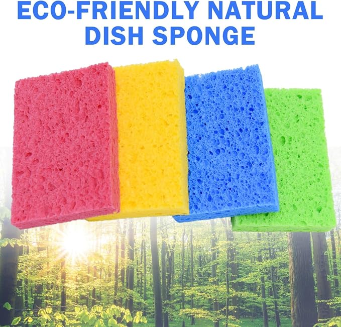 YoleShy 48 Pack Sponges Kitchen Natural Compressed Cellulose Sponges Durable Dish Sponge for Cleaning & DIY Reusable