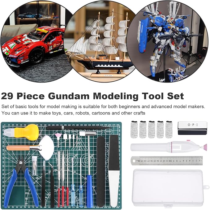 29PCS Gundam Model Tools Kit, Model Basic Tools Kit, Hobby Building Tools Kit for Gundam Basic Model Assembling, Building and Repairing