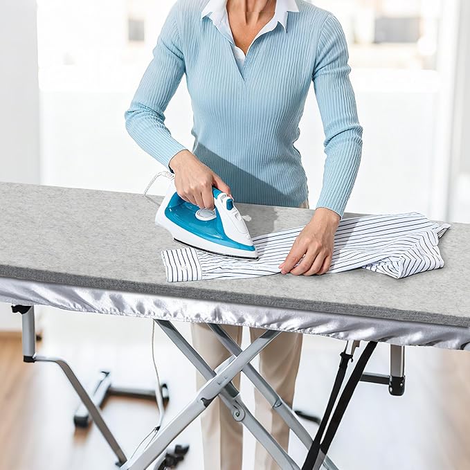 BREENHILL Wool Pressing Mat 22" x 60" –Extra Large Thick Felt Ironing Pad for Quilting, Sewing, Crafting –Wool with Bonus Heat-Resistant Iron Rest–Portable and Durable Ironing Surface(Light Gray)