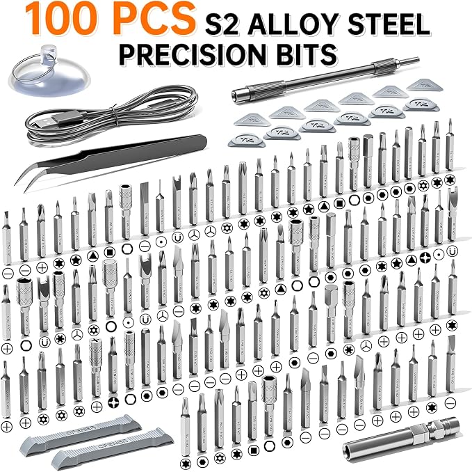 120-IN-1 Mini Electric Screwdriver Set is a comprehensive electric precision tool kit designed for electronics repair and assembly tasks
