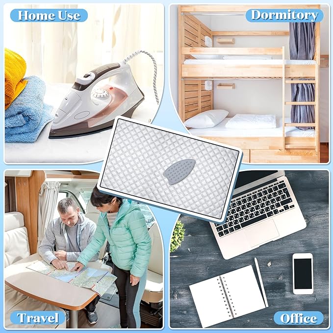 Tigeen Ironing Mat, Extra Large 47 x 22 Inch Ironing Blanket with Aluminum Foil Film & Insulating Cotton, Thick Heat Resistant Portable Pressing Pad for Tabletop, Countertop, Washer & Dryer