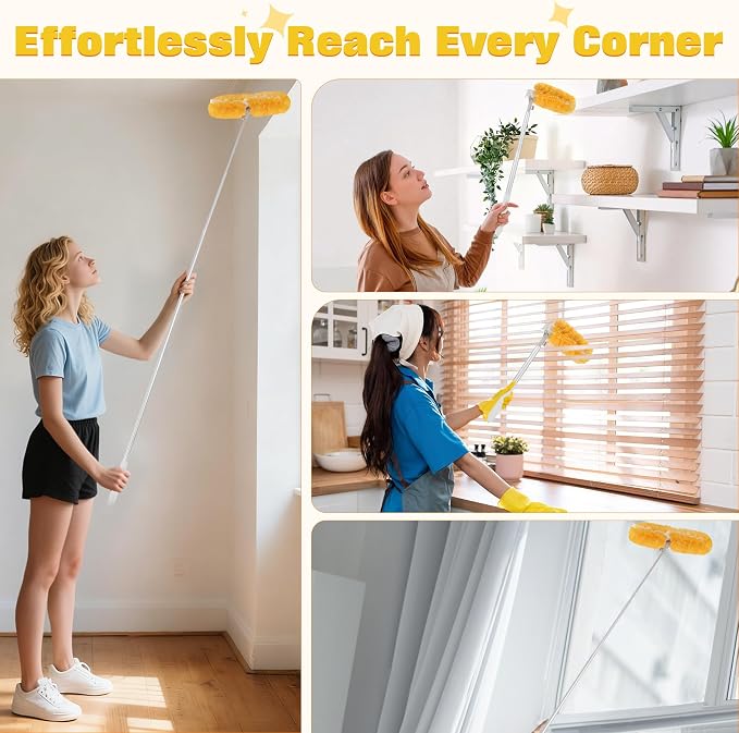 360° Duster Refills for Swiffer Duster, 40 Pack Heavy Duty Duster Kit for Cleaning with 4X Electrostatic,Compatible with Swiffer Handle Pet Hair, Blinds & Car Vents– Great Gift Set