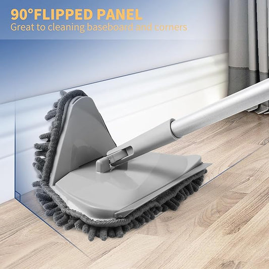 BOOMJOY Wall Cleaner Mop with 82 Inches Long Handle, Baseboard Cleaner Tool Duster with Squeegee, Ceiling Cleaning Tool with 6 Replacement Pads for Painted Walls, Window, Floor