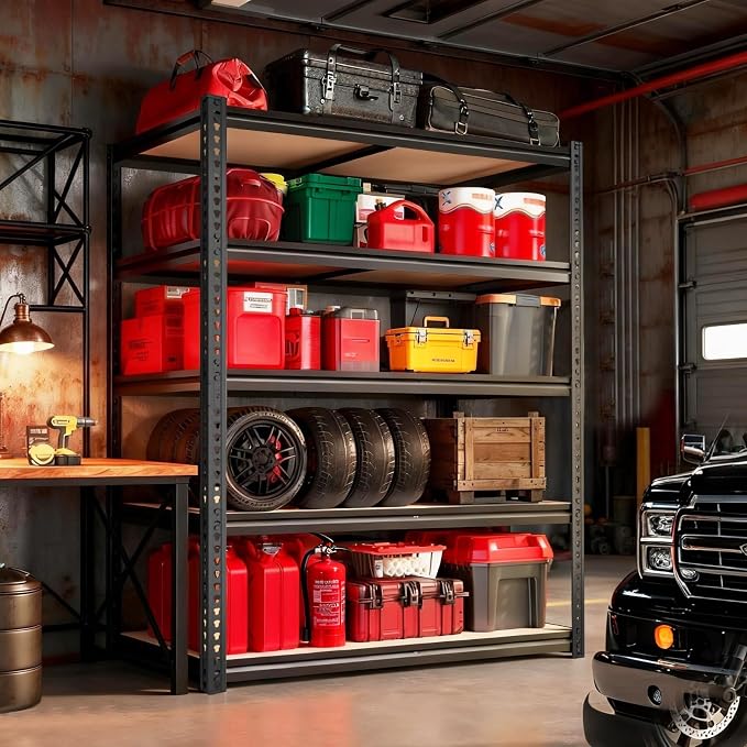Garage Racks for Storage,5-Tier Adjustable Garage Shelving Storage Shelves,2400LBS Capacity Heavy Duty Shelving for Carport Warehouse Basement,72" H x40 W x20 D