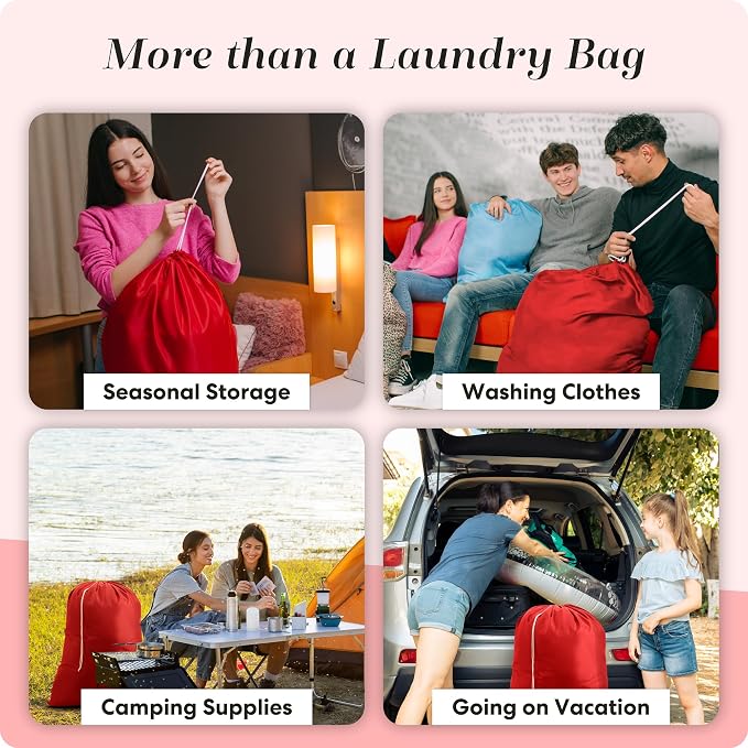 Nylon Laundry Bag - Locking Drawstring Closure and Machine Washable. These Bags will Fit a Laundry Basket or Hamper and Strong Enough to Carry up to Three Loads of Clothes. (Red) | 22"x32" XL Nylon Laundry Bag, Locking Drawstring, Machine Washable, Hea...