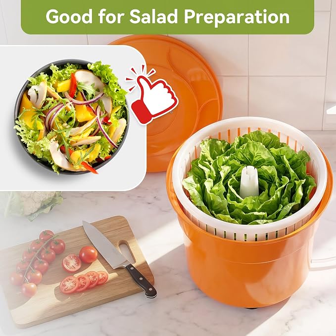 Commercial Salad Spinner, 6.6 Gal / 26.42 Qt Salad Spinner with 4.92 ft Drain Tube & Anti-Slip Feet, Large Manual Lettuce Spinner for Catering, Home, Farm