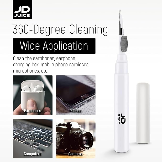 4 Pack - Earbuds Cleaning Kit Earbud Cleaning Kit - Phone Cleaning Kit in-Ear Headphones Cleaning Pen Tool, Portable 3-in-1 Laptop Cleaning Kit Electronic Cleaner with a Sponge, Metal Pen Tip