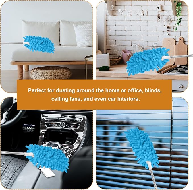2pcs Duster Refills, Microfiber Dusters Heavy Duty Refills 360 Ceiling Fan Duster Replacements Reusable Hand Dusters for Cleaning (Blue)