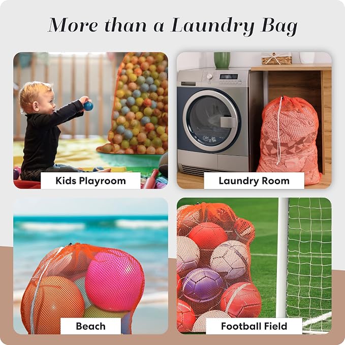 Handy Laundry Mesh XL Laundry Bag - Durable, Machine Washable with Secure Drawstring Closure - Perfect for College Dorms, Laundromats, Apartments (Orange, Large 24" x 36") | XL 24x36 Mesh Laundry Bag, Secure Drawstring, Heavy Duty, Machine Washable, fo...