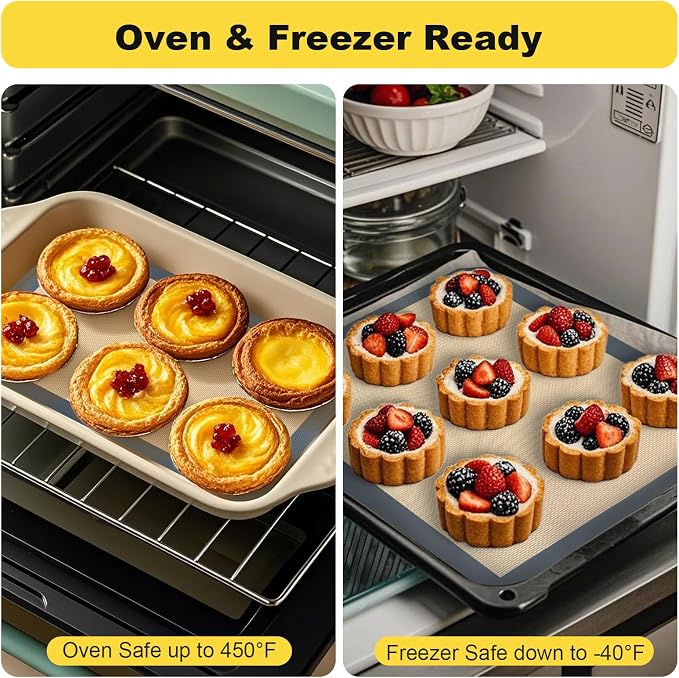 Silicone Baking Mat, 3 Pac Silicone Cookie Sheets for 2 Baking 16.5"L x 11.6"W and 1 Pc 11.81 "L x 8.27"W Reusable Baking Mat - Non-Stick Food Safe,Dark Gray Oven Baking Sheet