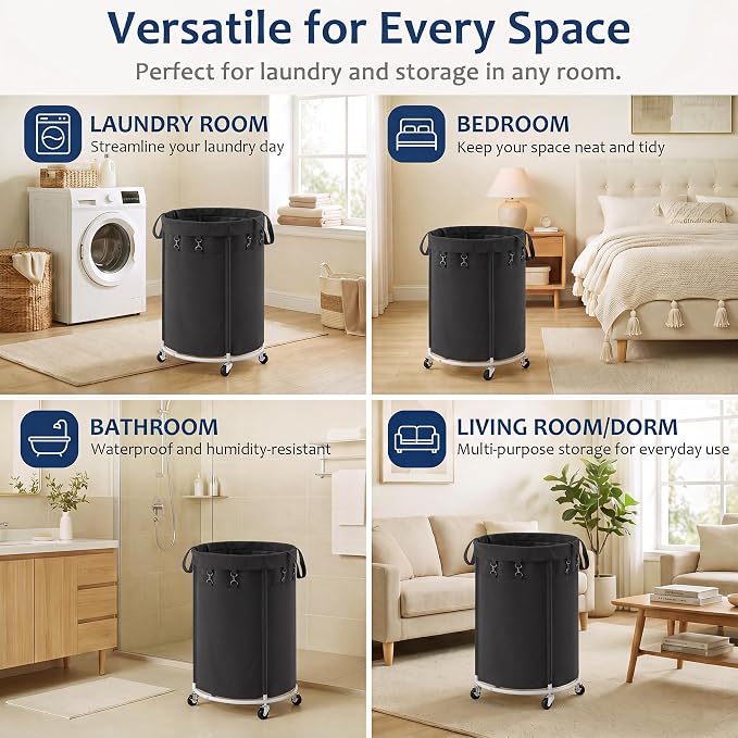 150L Large Capacity Rolling Laundry Basket Hamper with Wheels, Clothes hamper and Removable Bag for Home, Laundry Room, Bedroom, Bathroom, Apartment, Dorm