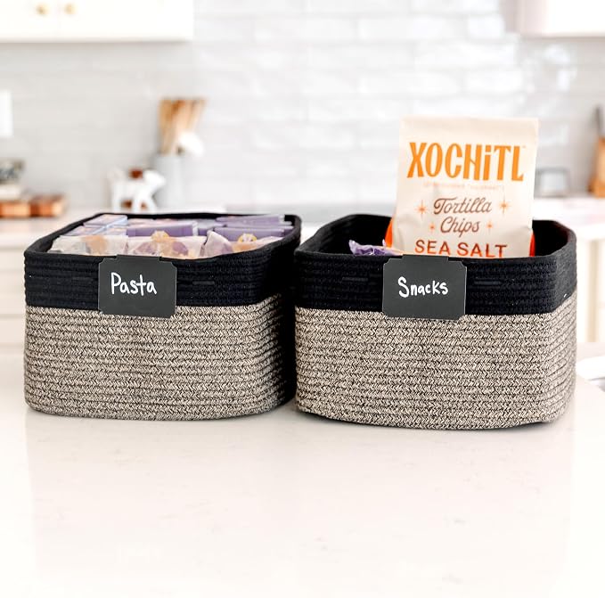 NaturalCozy Storage Baskets 16.8”x13”x7.6” Cotton Rope Woven Baskets for Organizing 3-Pack | Toy Storage Bins | Basket for Shelves, Laundry, Blanket, Clothes, Closet, Kitchen, Bathroom, Gifts