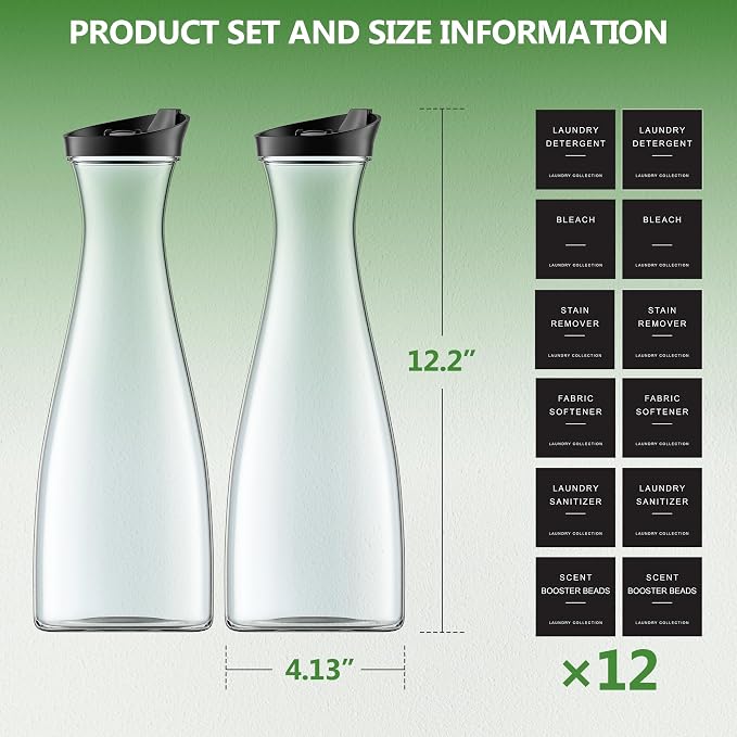 2 Pack Laundry Detergent Dispenser Container No Tray, 54OZ Laundry Soap Dispenser