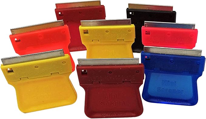 MINISCRAPER® Original Plastic Razor Scraper – 8 Pack Multi‑Surface Tool | Safe plastic razor scraper removes stickers, labels, adhesive and grime; durable USA‑made 8‑pack