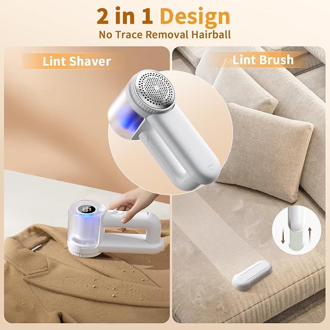 coldSky Large Fabric Shaver, 2-in-1 Electric Fabric Shaver & Lint Remover | 3-Speed Modes, LED Digital Display, Rechargeable, Sweater Defuzzer for Clothes, Furniture, Couch