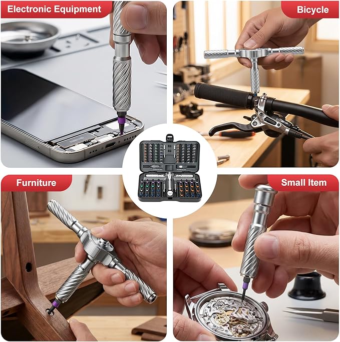 115-In-1 Magnetic Screwdriver Set Ratchet Screwdriver Set S2 Steel Drill Bits Multi-Functional Compact Repair Tool Kit Suitable for Furniture Precision Appliances Bicycles Ideal Gift for Men