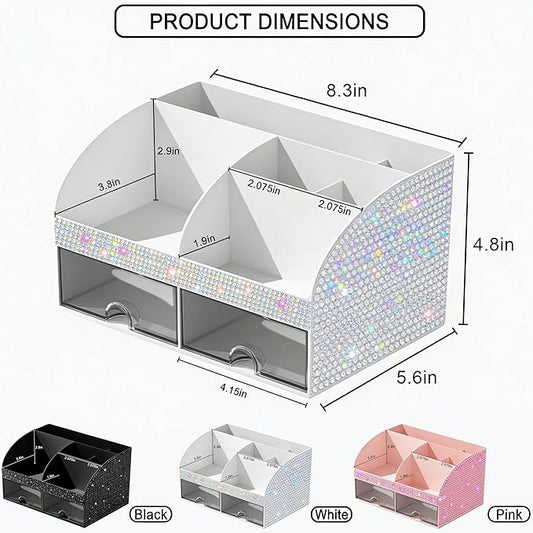 COMFYROOM Makeup Organizer, Bathroom Organizer (Bling White)