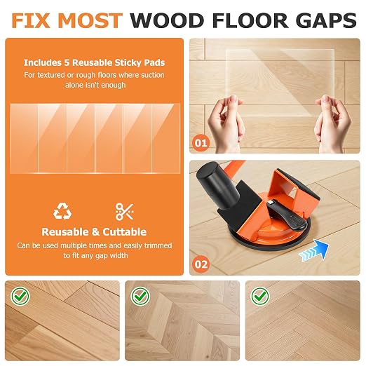 Floor Gap Fixer Tool Heavy Duty Suction Cup for Laminate Vinyl LVP Wood Flooring Gap Repair Kit with Plank Grabber