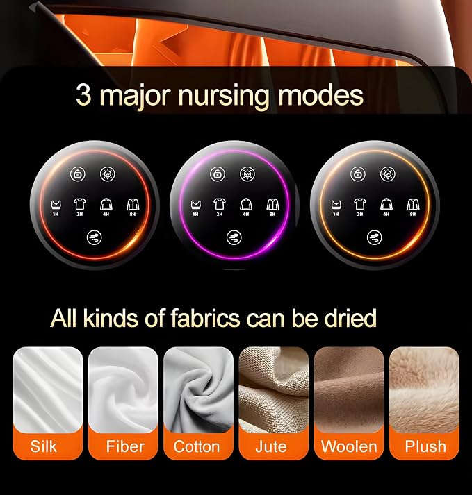 Portable Clothes Dryer for Upto 12 Clothes with Remote Control Compact Form | Compact Dryer for Clothes Apartment, RV, Travel Built-in LED UV, Adjustable 8-Hour Timer with Fast-Drying Stress-Free Setup
