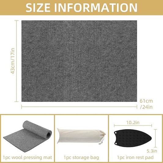 AiVeUao Wool Pressing Mat for Quilting, 24" X 17" Portable Wool Ironing Mat, Quilting Ironing Pad for Quilter, Sewing, Quilting Supplies