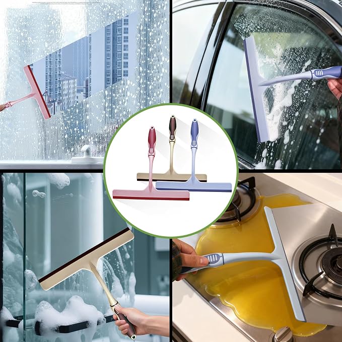 ENGZWHUAN Hanging Rubber Squeegee with Hook, mini Squeegee Shower Squeegee for Shower Glass Multipurpose Shower Squeegee for Glass Doors (Premium Version)