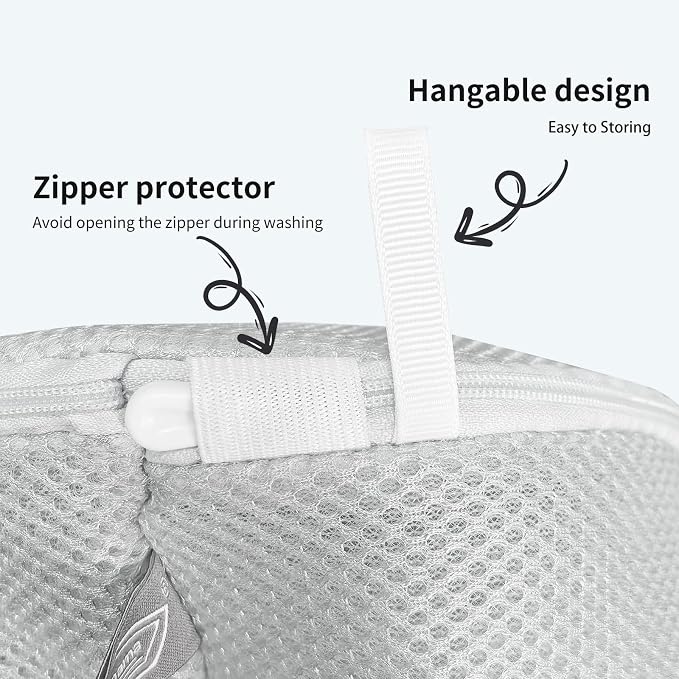 Shoe Washing Machine Bag, Laundry Bag for Sneaker, Grey, 8x15, 4Pcs | Large Shoe Washing Bag for Footwear, Trainers, Tennis, Slippers, Building Blocks, Sandwish Mesh, Travel, Prevent Tangling