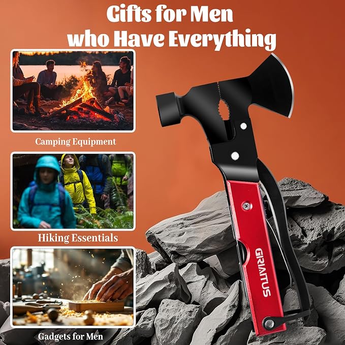 18 in 1 Multitool Camping Accessories Gifts for Men Survival Gear | Camping Multi Tool with Axe Hammer Saw Screwdrivers Pliers Bottle Opener Stocking Stuffers Gifts for Men Dad Him