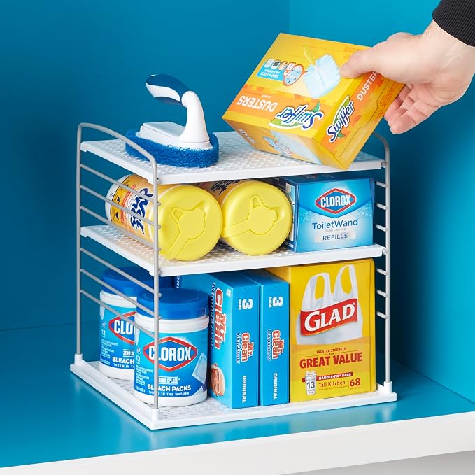 YouCopia UpSpace Cabinet Box Organizer, Adjustable Kitchen and Pantry Shelf for Plastic Wrap and Foil Storage, Extra Large, White (Pack of 6)