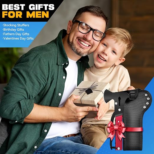 Gifts for Men, 15 in 1 Multitool Axe for Camping, Hunting, Hiking | Birthday Gifts for Men, Dad, Him, Husband, Boyfriend, Women, Mens Gift from Daughter, Wife, Son, Red