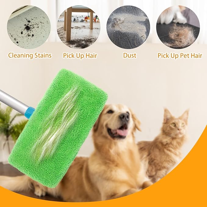 Unoutur Reusable Dry Sweeping Cloths Microfiber Wet Mop Pads Compatible with Swiffer Sweeper Mop Replacement Sweeping Mopping pad Refills for Hardwood Surface Floor Cleaning (16PCS)