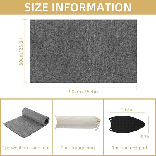 AiVeUao Wool Pressing Mat for Quilting, 36" X 24" Portable Wool Ironing Mat, Quilting Ironing Pad for Quilter, Sewing, Quilting Supplies