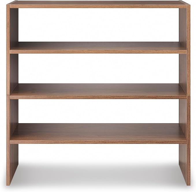 Whitmor Wood Stackable 2-Shelf Shoe Rack, Walnut, 31 inches,2 Pack