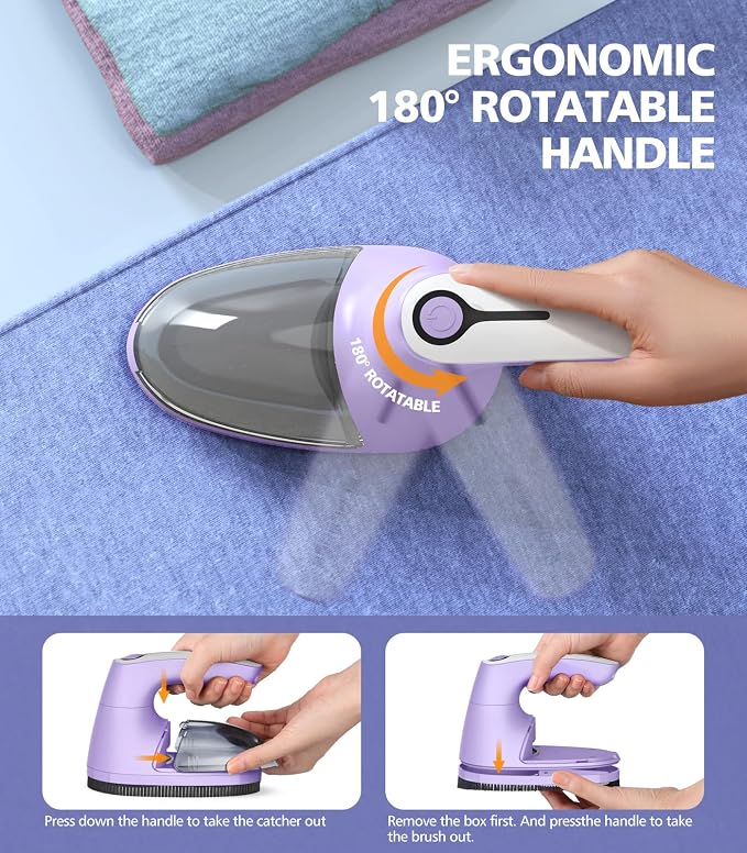 POPCHOSE Fabric Lint Shaver, 6-Leaf Blades & 2 Speed, Rechargeable | Lint Remover for Clothes, Sweater Shavers to Remove Pilling, Electric Lint Remover for Couch, Furniture, Fuzz