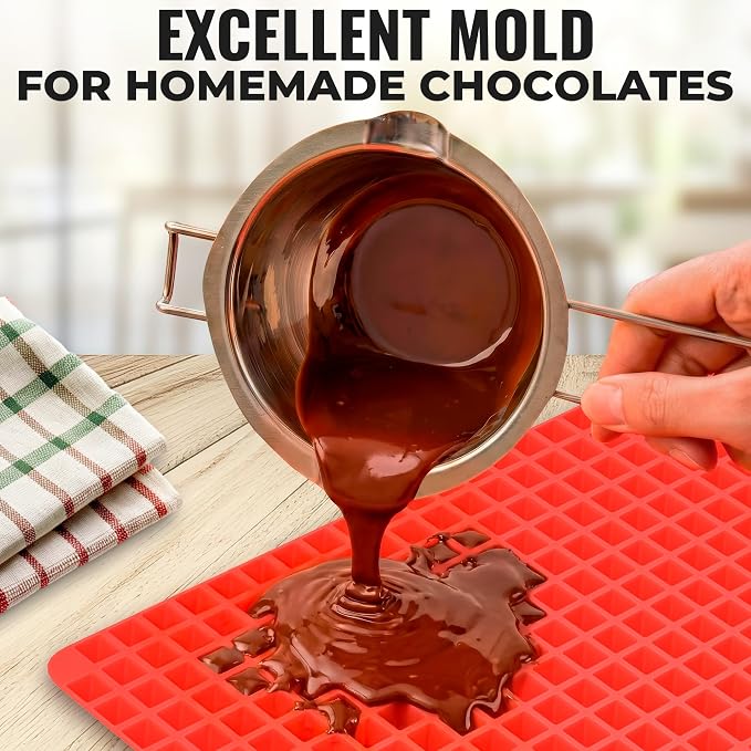 16x11.42" Non-Slip Red Pyramid Baking Mat - Easy to Clean Pyramid Pan Silicone Baking Mat with Air Circulation System - Tear- and Heat-Resistant and Flexible Oven Mats for Cooking, Roasting & BBQ