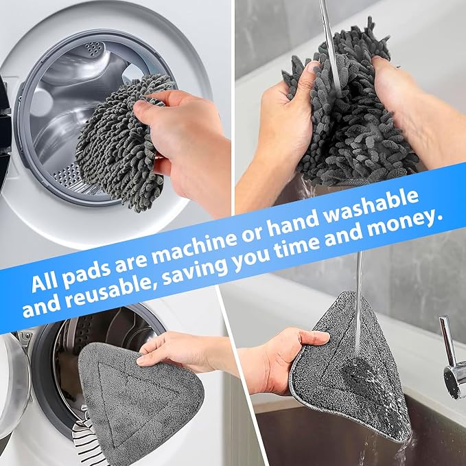 Wall Cleaner Mop with 80" Long Handle.3-in-1 Ceiling Cleaning Tool Duster with 180° Foldable & 360° Rotating Head. Includes 6 Washable Pads for Walls, Baseboards, Windows & Floors. No Ladder Needed.
