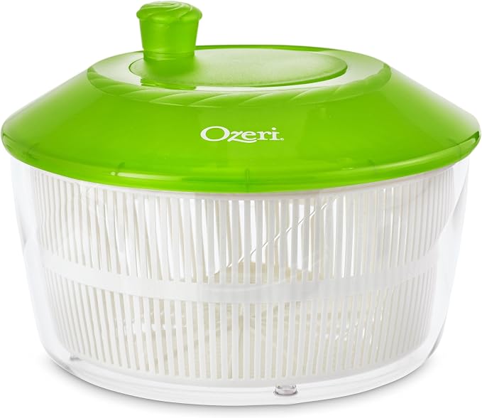 Ozeri Italian Made Fresca Salad Spinner and Serving Bowl, BPA-Free, Green, 4.4 qt
