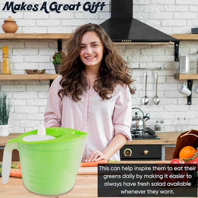 Home-X Salad Spinner with Pouring Spout β Lettuce Spinner and Vegetable Washer with Removable Strainer Basket β BPA-Free Salad Strainer for Drying Fresh Greens, Spinach, and Veggies